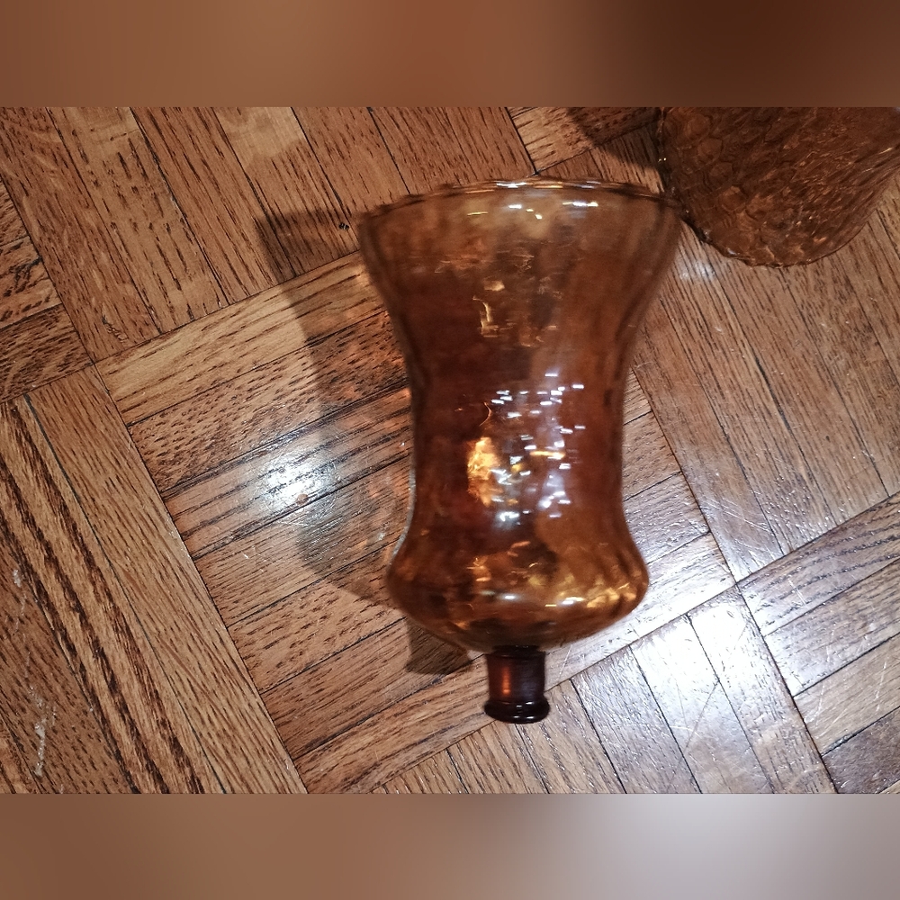 VTG 4 Homco Home Interiors Amber Honeycomb Optic Glass Peg Votive Candle Holder - Picture 5 of 7